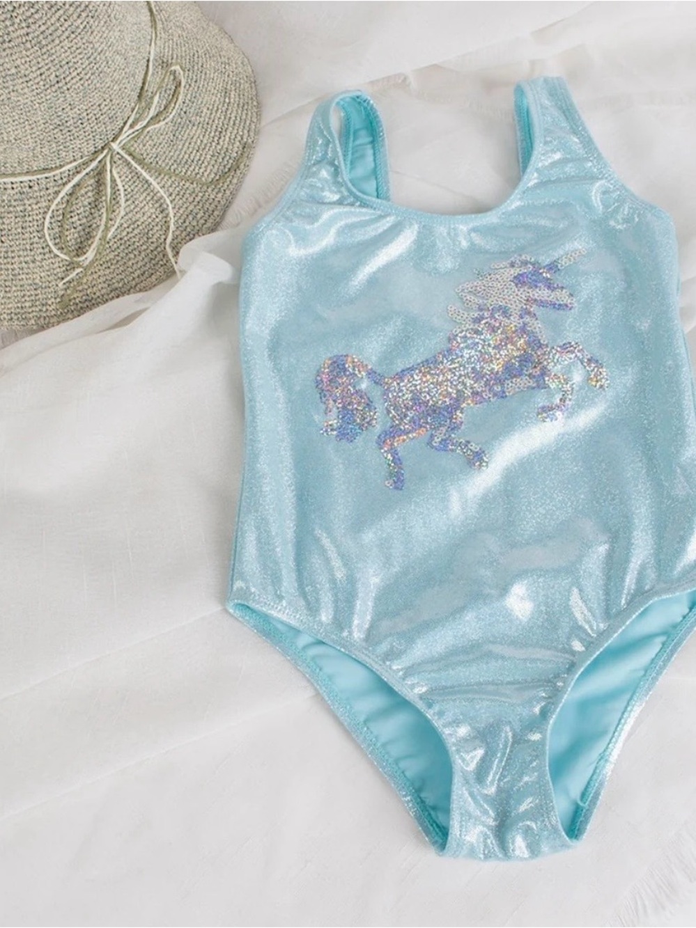 Estamico Blue Unicorn Girls Size 8 Swimsuit NWT #Lux-K
